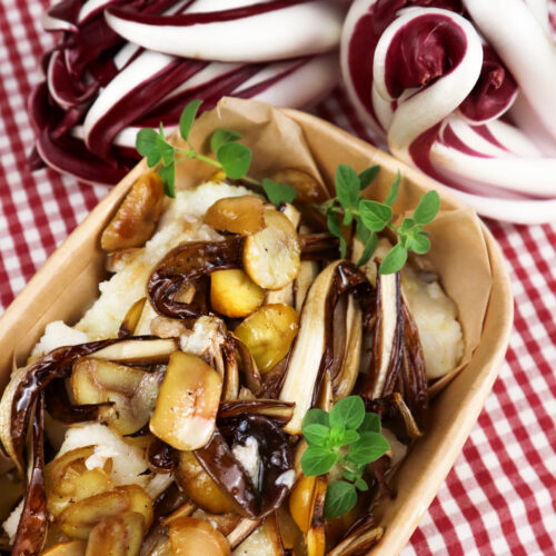 Baccalà al vapore con radicchio tardivo e castagne (250gr)